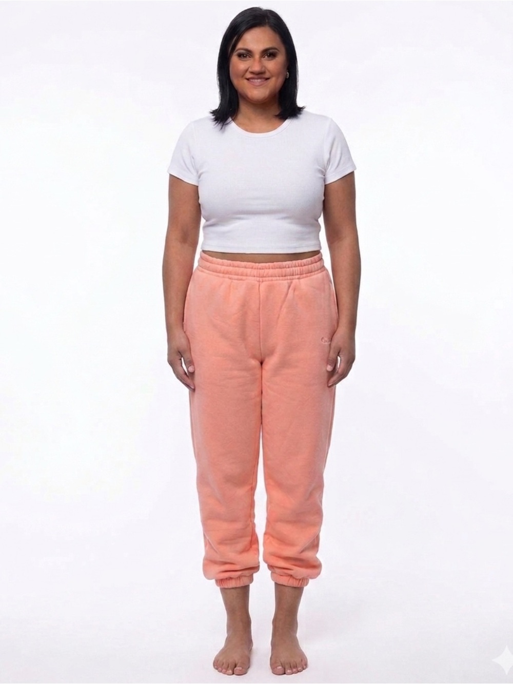 Women's Peach Fleece Jogger Pants with Elastic Waist